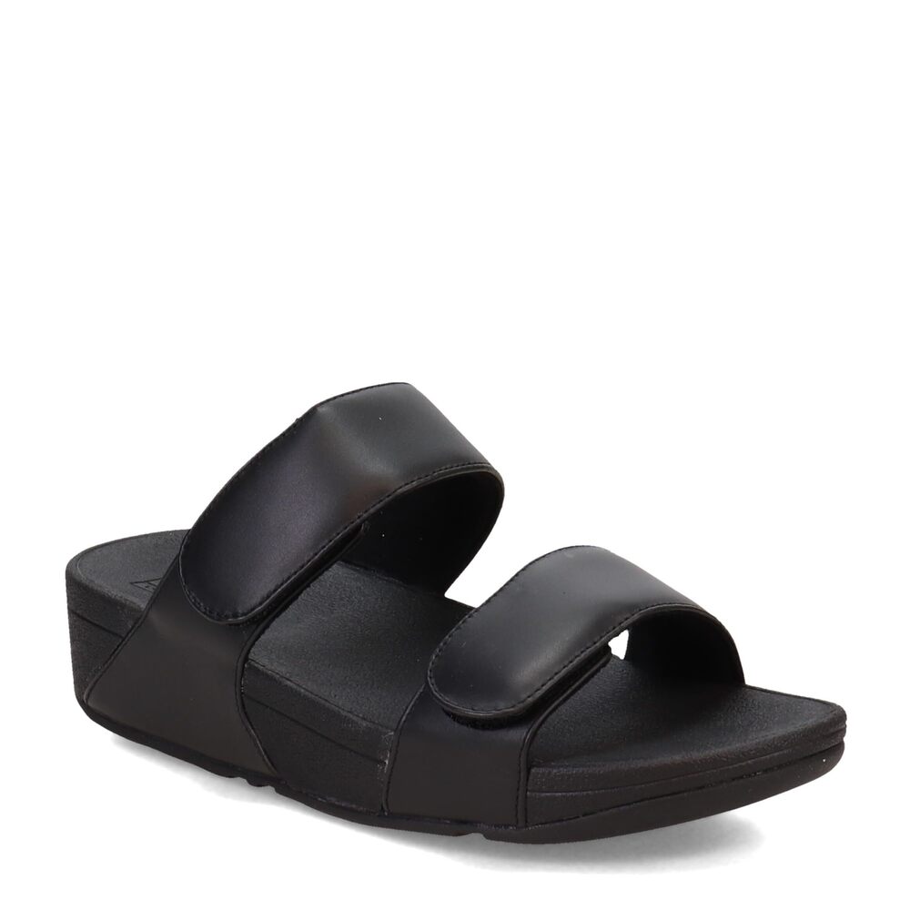 FitFlop Lulu Adjustable Leather Slides, Color: Light Tan, Size:, Tan, Size 7.5